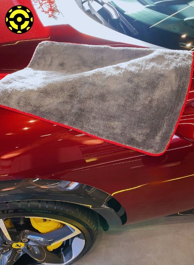 IONIC Ultra Thick Microfiber Towel – 1200 GSM – Super Absorbent, Lint-Free & Scratch-Free – Multi-Purpose for Car, Home & Office – Grey - (40*40cm) - Image 3